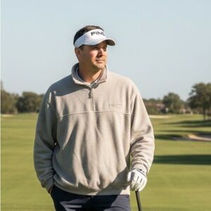 Ping Men's Taupe Quarter Zip-Up Sweater XXL